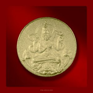 จตุคามรามเทพ รุ่นสัจจะอธิษฐาน บุโรพุทโธ เนื้อทองแดงชุบทองพ่นทราย หลังยันต์มหาอุจ ขนาด 2.5 ซม.